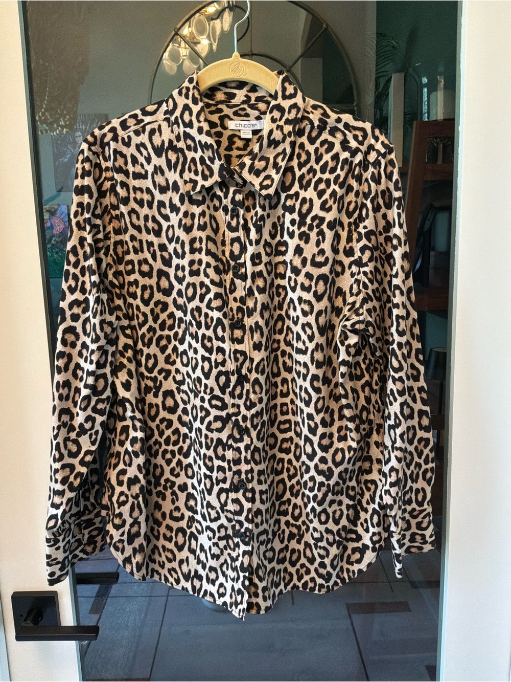 Chico's Leopard Print Button-Down Shirt Size 2